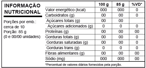 tabela nutricional coxinha de jaca